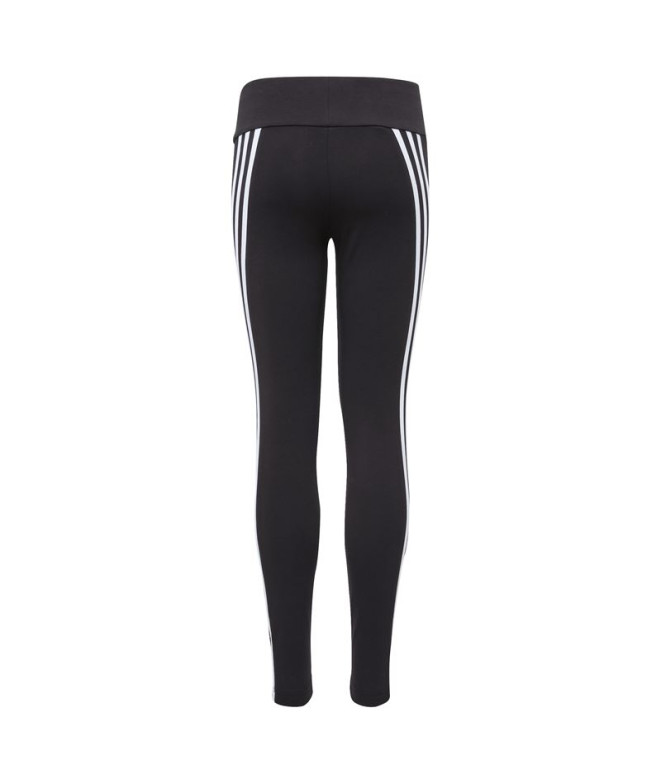 Leggings adidas Coton 3 bandes Fille Noir/Blanc