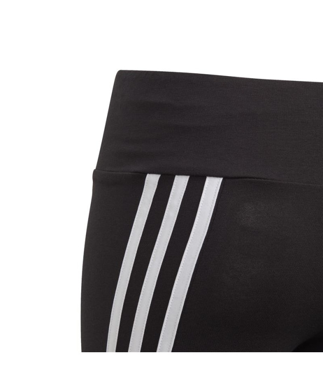 Leggings adidas Coton 3 bandes Fille Noir/Blanc