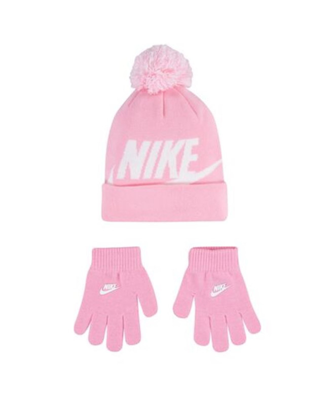 Conjunto de gorro y guantes Nike Swoosh Pink
