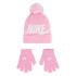 Conjunto de gorro y guantes Nike Swoosh Pink