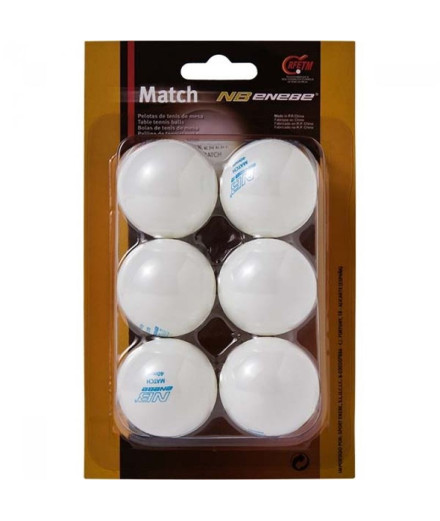 Blister de 6 bolas de Ping Pong Enebe Match White