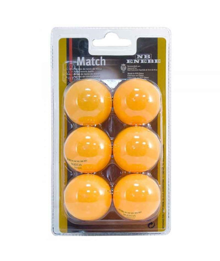 Blister de 6 bolas de Ping Pong Enebe Match Laranja