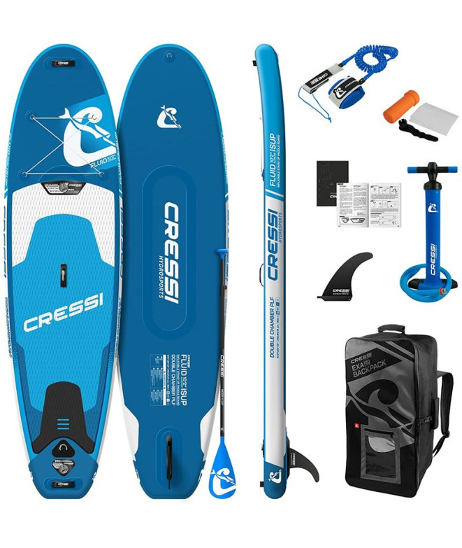 Prancha de paddle surf Cressi Sub Fluid All Round 10'2" Multipurpose ISUP Set Blue
