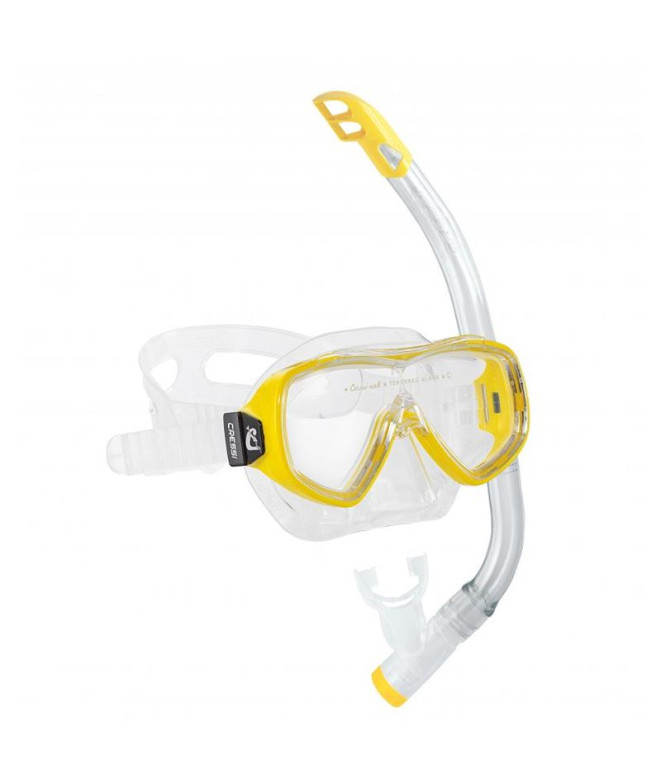 Kit snorkel Cressi Sub Top de Ondina VIP Amarelo (Ondina + )