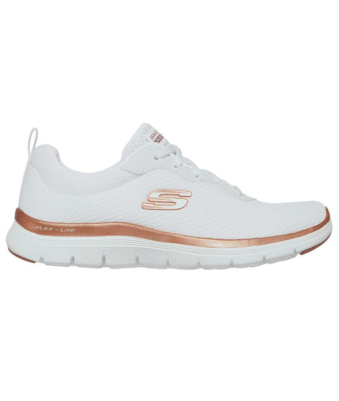 Chaussures Skechers Flex Appeal 4.0-Bril Femme Maille blanche/bordures or rose