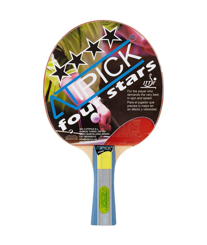 Pala Ping-Pong Atipick Avanzado 4 ****, goma lisa 1.8 mm ITTF