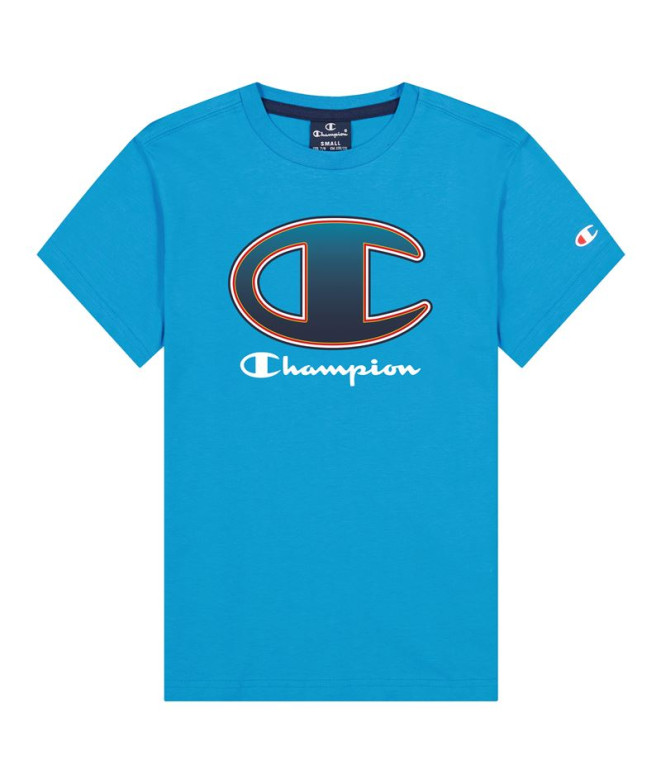 T-shirt Champion Crewneck Big Logo Boy Bleu