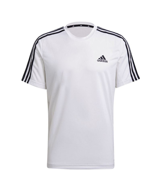 Camiseta Adidas Aeroready D2M Sport 3 Bandas M White