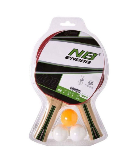 Set 2 Raquetes + 3 Bolas de Ping Pong Enebe Team 400 Black Set 2 Raquetes + 3 Bolas de Ping Pong Enebe Team 400 Black