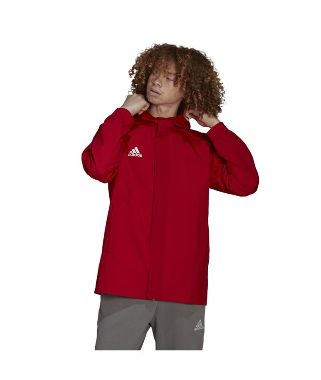 Chaqueta con capucha de fútbol adidas Entrada 22 All-Weather Red M