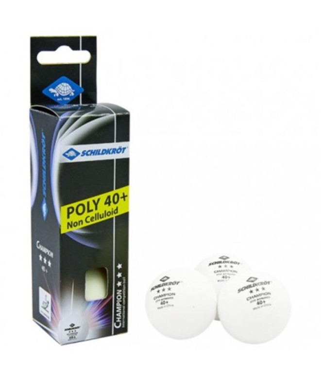 Caja de 3 pelotas Enebe DONIC SCHILDKROT CHAMPION 3*** White