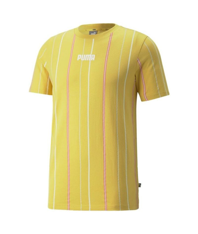 Camiseta de manga corta Puma Modern Basics Stripe M Yellow