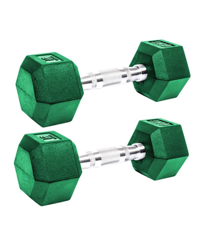 2 Pesos hexagonais de borracha KRF Fitness 6 KG Verde