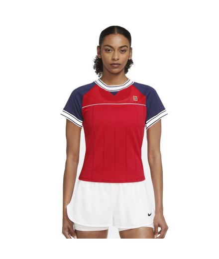 T-shirt tennis Nike Court Femme de Dri-Fit Slam Red