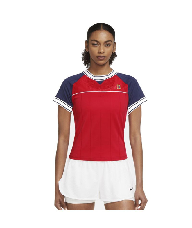 Camiseta de tenis Nike Court Dri-Fit Slam Mujer Rojo