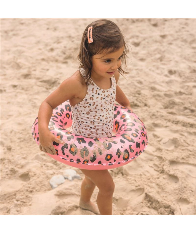 Float Swim Essentials Leopard Rose Gold Kids 55 cm