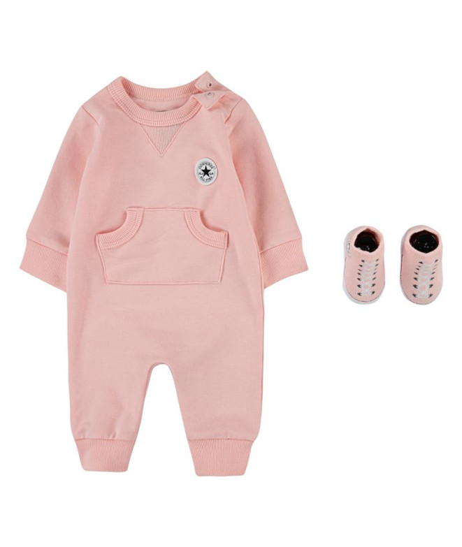 Conjunto Converse Lil Chuck Patch Coverall + Booties Socks Pink