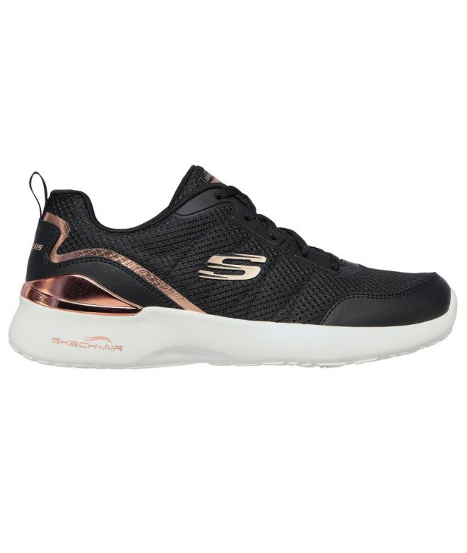 Chaussures Skechers Skech-Air Dynamight Femme Maille noire / Garniture or rose