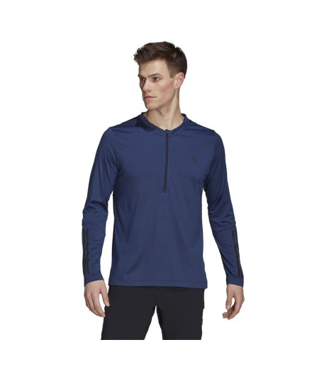 T-Shirt adidas Training 1/4-Zip Hommes Bleu 2