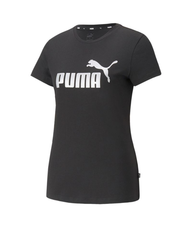 Camiseta Puma Essentials Metallic Logo Mujer Negro