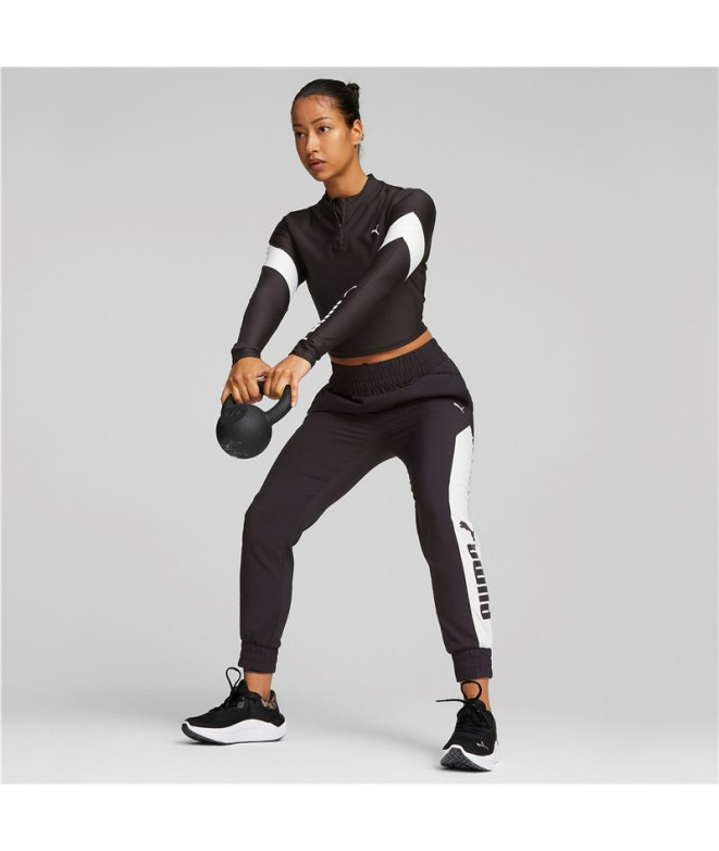 Camiseta Corta Puma Fit Eversculpt 1/4 Mulher Bk