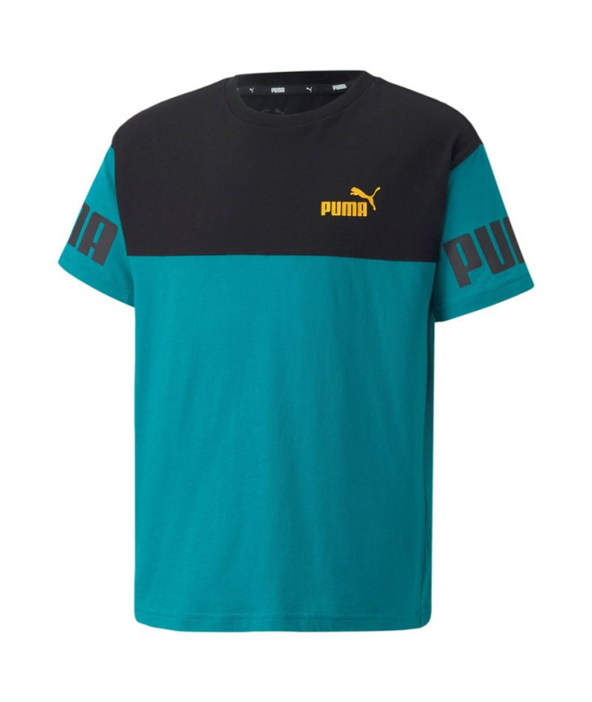 Camiseta Puma Power Color block Infantil Bk/Blue