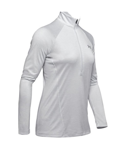 Camiseta Under Armour Tech 1/2 Zip Twist Mulher Cinza