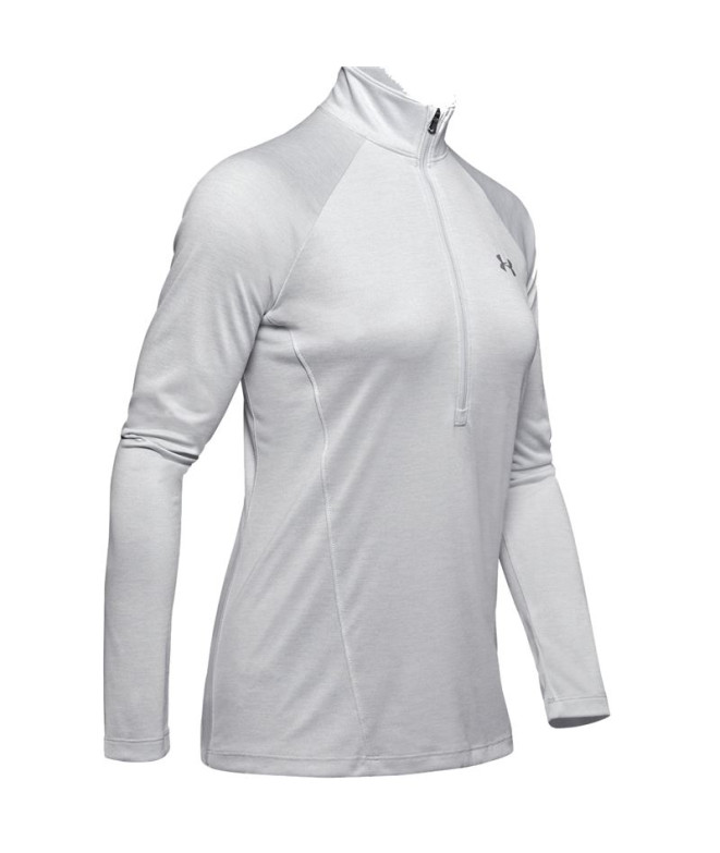 T-Shirt Under Armour Tech 1/2 Zip Twist para mulher, branco