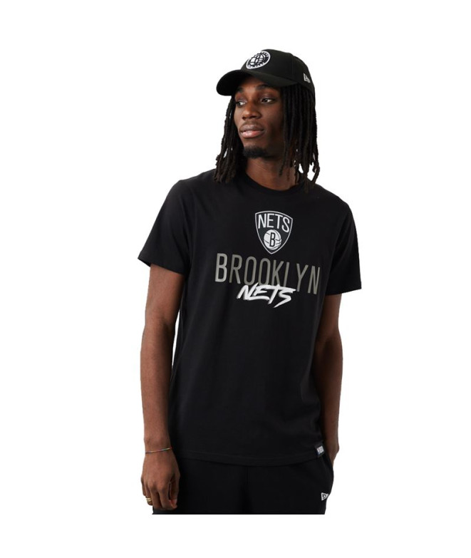 New Era Brooklyn Nets NBA Script Black T-Shirt
