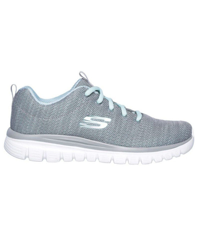 Chaussures Skechers Graceful-Twisted For Femme Grise & Menthe Maille/ Bordure