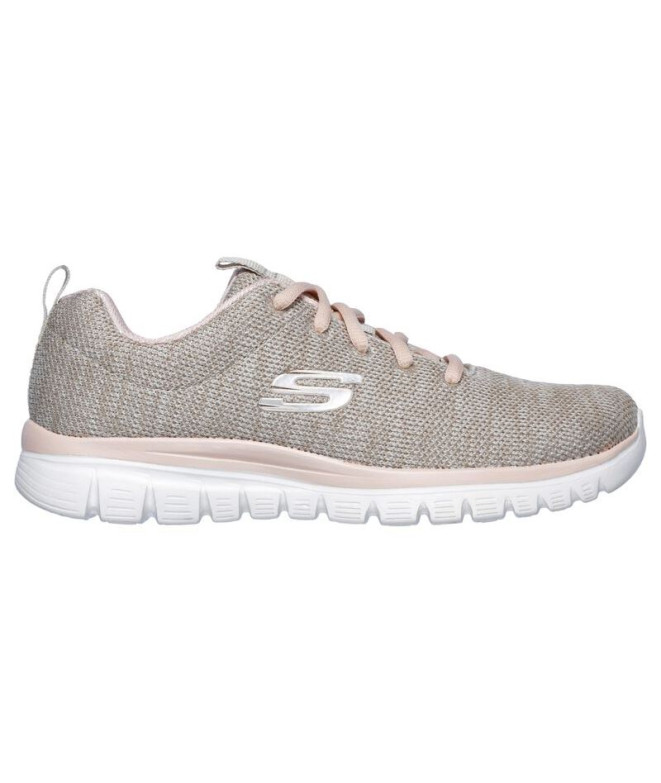 Chaussures Skechers Graceful-Twisted For Femme Maille naturelle/ Bordure corail