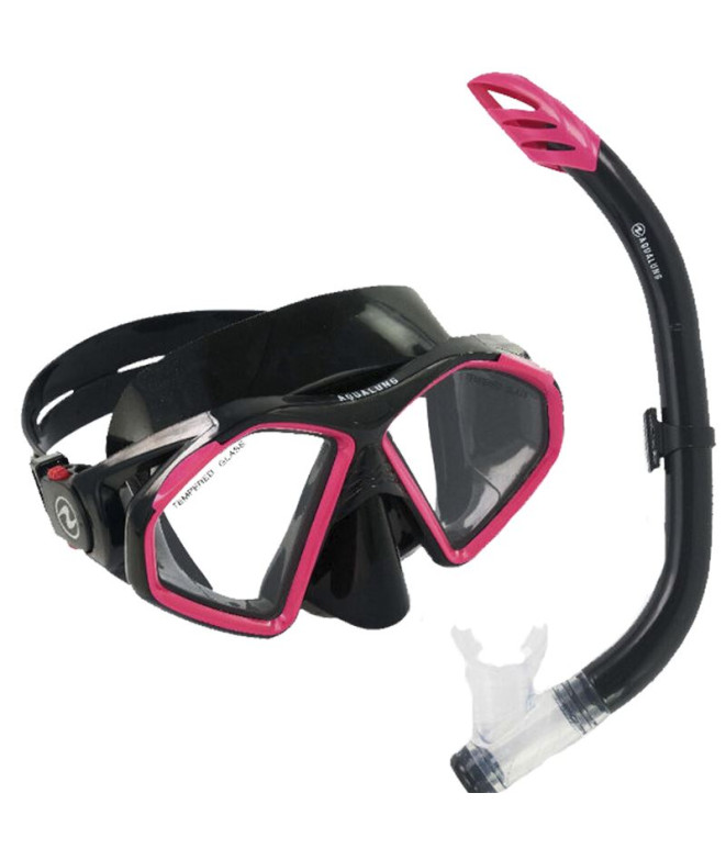 Conjunto de máscara e snorkel preto-rosa Aqua Lung Hawkeye Combo