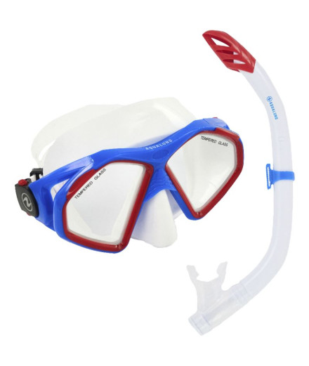Set Tubo + Máscara Aqua Lung Hawkeye Combo Blue Red