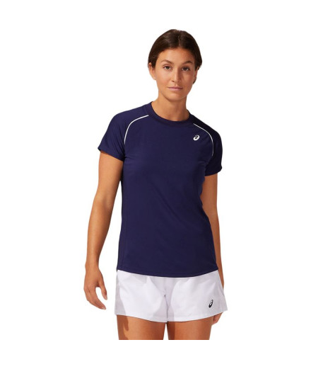 T-Shirt ASICS Court Piping para mulher Azul