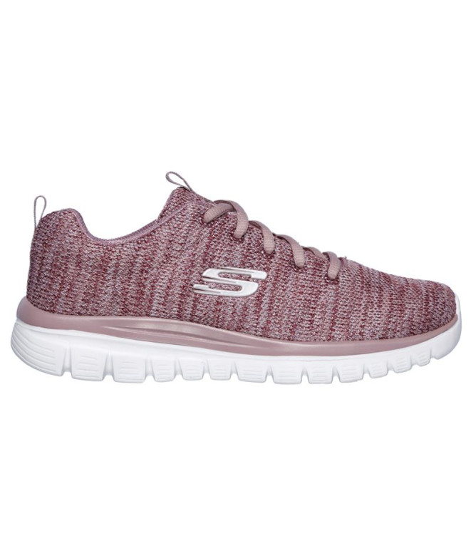 Chaussures Skechers Graceful-Twisted For Femme Maille mauve et blanche/ Bordure mauve