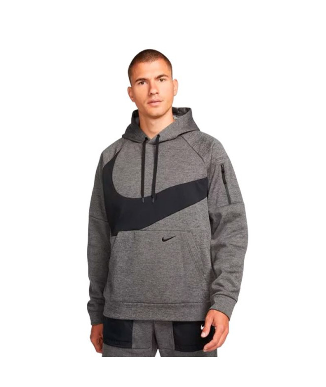 Moletom Nike Homem com capuz Therma-Fit cinzento.