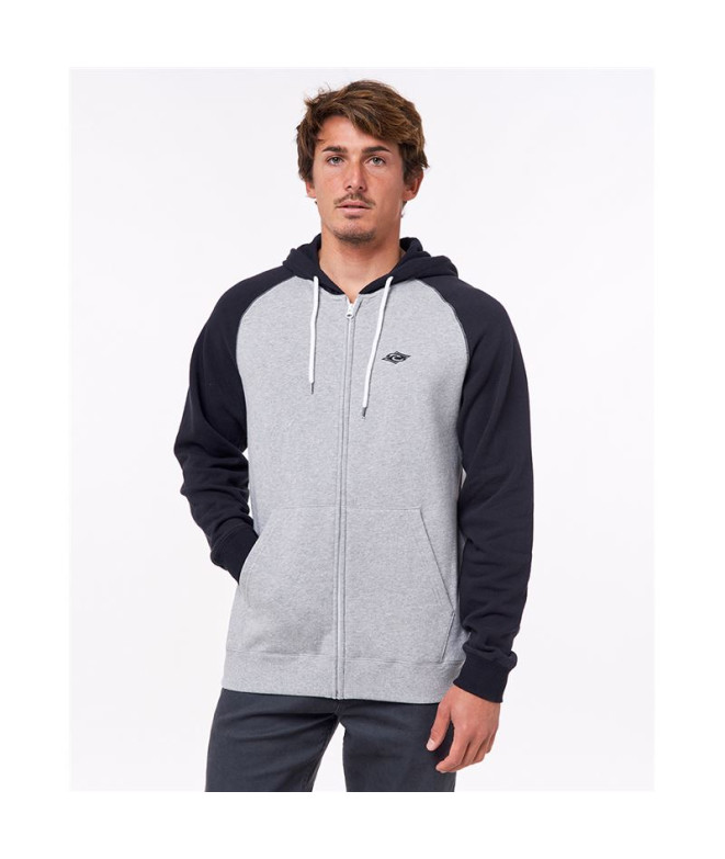 Sweatshirt Rip Curl Embroided Hooded Zip Thru Man Grey