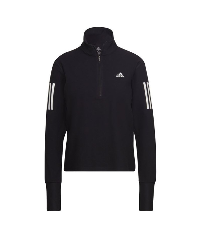 Sweatshirt Running adidas Own The Run 1/2 Zip Preto para mulher