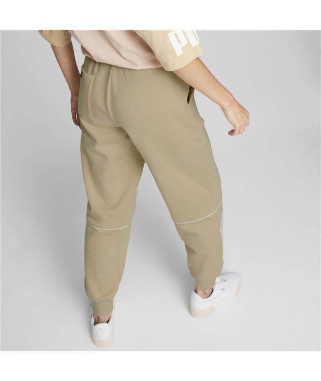 Pantalones Puma Power Colorblock Beige Mujer