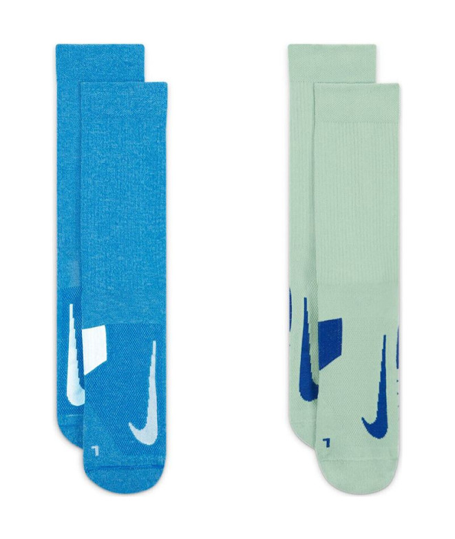 Chaussettes de running longues Nike Multiplier Bleu/Vert