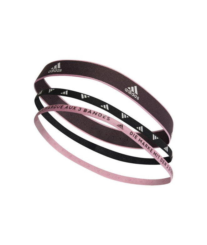 Cinta para el Pelo de fitness adidas Headbands 3 Pack Black/Purple/Pink