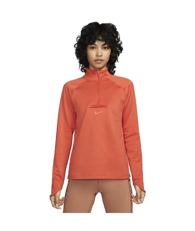 Camisa de manga comprida laranja Nike Dri-FIT Element Manga comprida para mulher