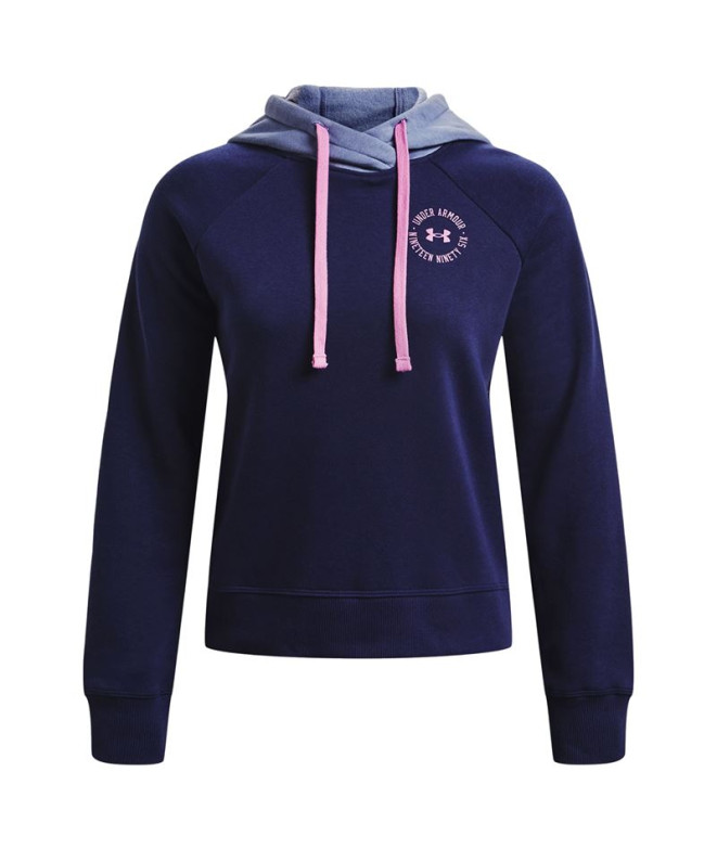 Camisola azul Under Armour Rival Fleece Colorblock Mulher