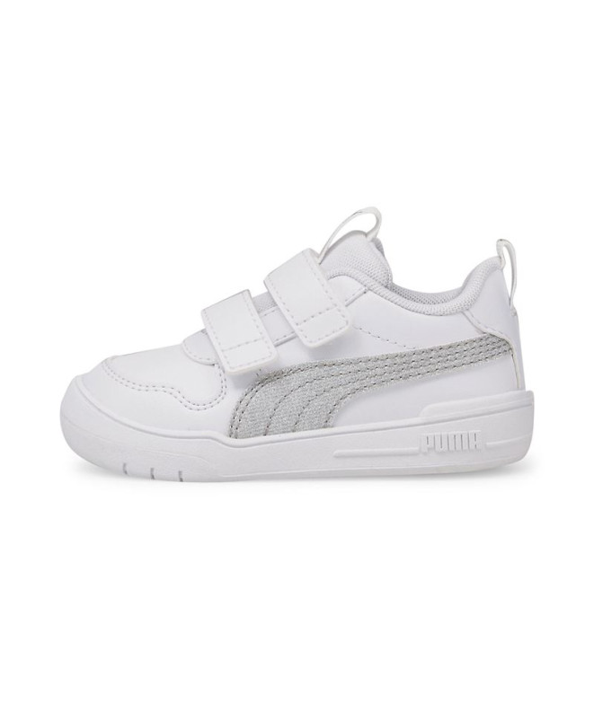 Sapatilhas Infantil Puma Multiflex Glitz Branco-Cinza