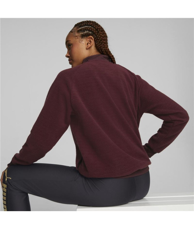 Veste de fitness Puma Fit Sherpa rouge vin femmes