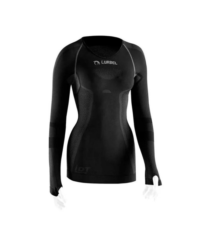 Trail running top Lurbel Cristallo Manga comprida preto Mulher