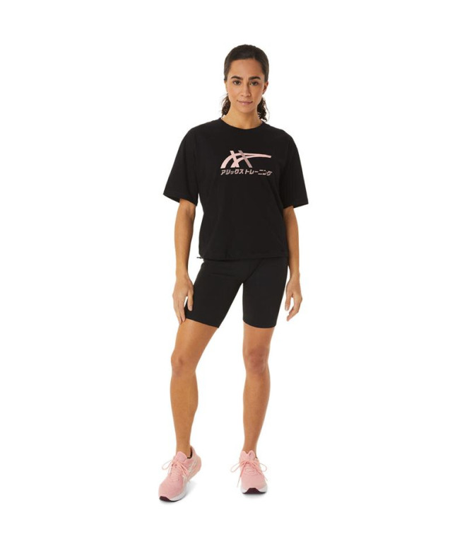 T-shirt de fitness Asics Tiger preto Mulher