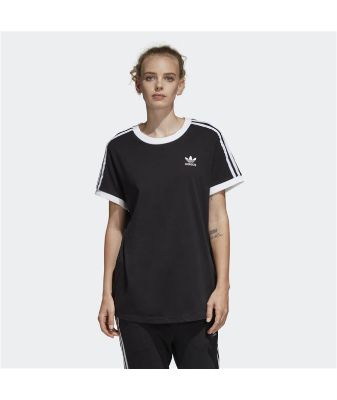 Camiseta adidas 3 riscas pretas Mulher