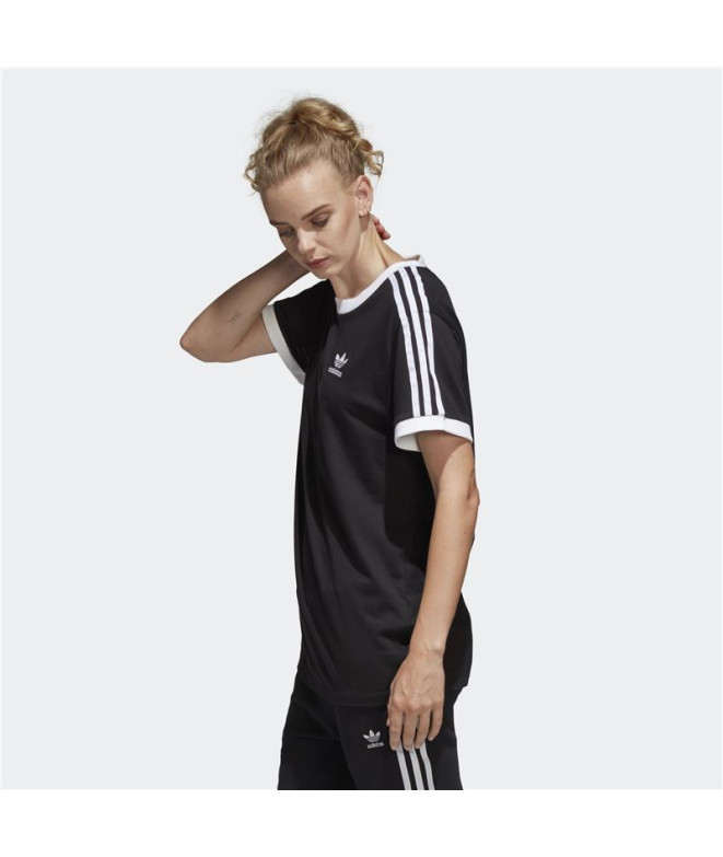 Camiseta adidas 3 riscas pretas Mulher