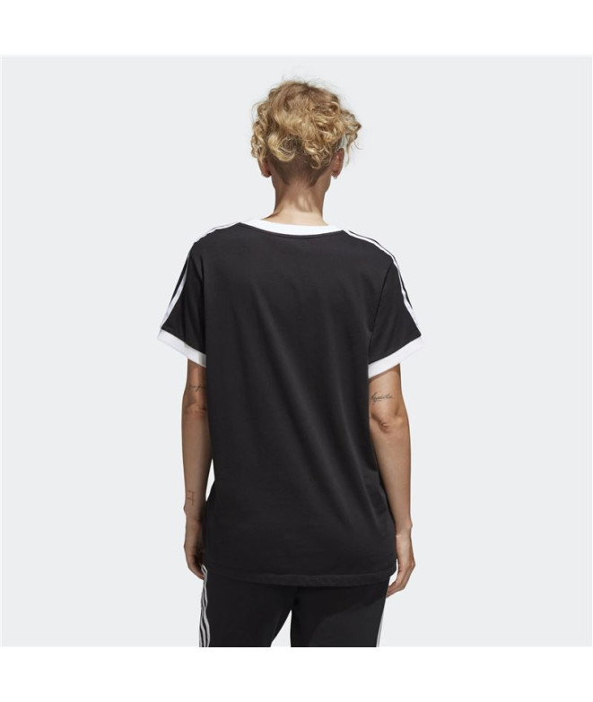 Camiseta adidas 3 riscas pretas Mulher